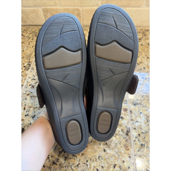 La Plume Santori Brown Metallic Leather Mules Clogs Slip On Shoes 41 US 10.5-11 - Picture 13 of 16